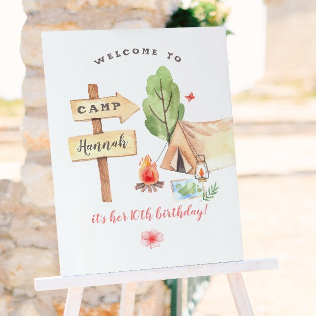 Poster Festa de aniversario de meninas de acampamento no  (Criador carregado)