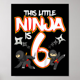 Poster Festa de Aniversário de Ninja de 6 Anos Artes Marc