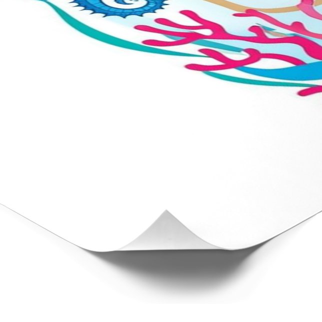 Póster festa de aniversário de sereia de arco-íris fofa n (Canto)