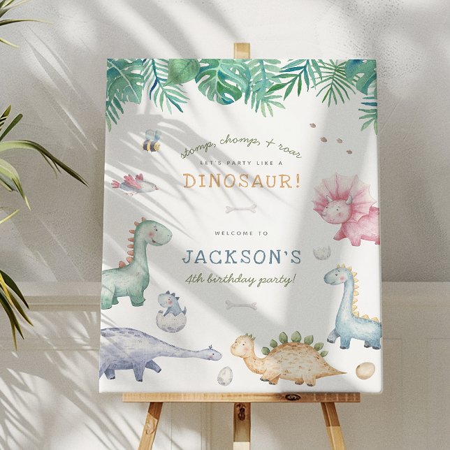 Poster Festa de aniversário de Stomp, Chomp & Roar Dinoss (Criador carregado)