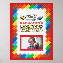 Festa de aniversário de Tema de Construção de Bloc