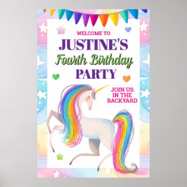 Poster Festa de Aniversário de Unicórnio Mágico para Qual