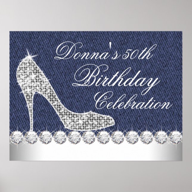 Poster Festa de Aniversário Denim e Diamantes (Frente)