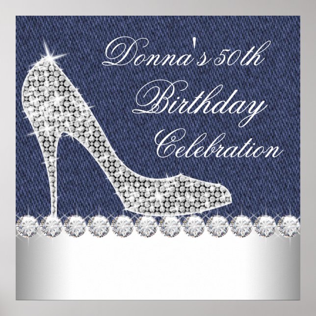 Póster Festa de Aniversário Denim e Diamantes (Frente)
