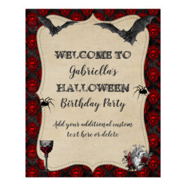 Póster Festa de aniversário do Dia das Bruxas de Gótica
