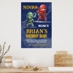 Poster Festa de Aniversário do Guerreiro Ninja Furtivo