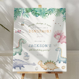 Poster Festa de Aniversário dos Meninos Dinossauros Bate-