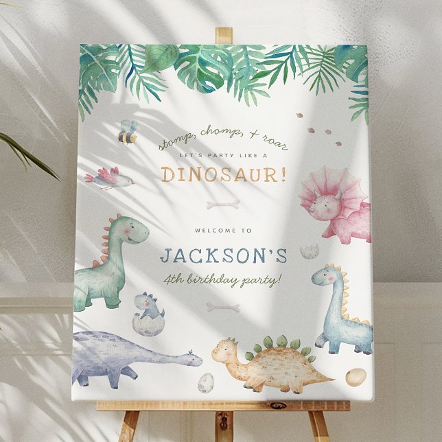 Poster Festa de Aniversário dos Meninos Dinossauros Bate- (Criador carregado)