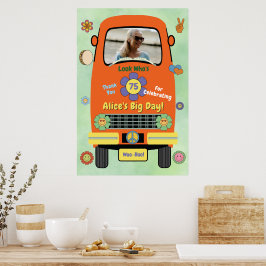 Poster Festa de Aniversário Groovy Hippie Milestone