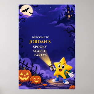 Poster Festa de Aniversário Infantil de Halloween com Bus