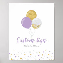 Festa de Aniversário Menina Balão Roxo e Dourado P