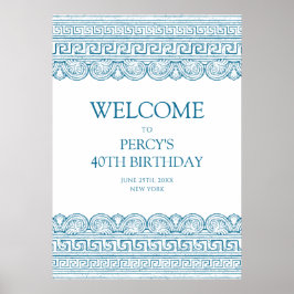 Poster Festa de aniversário personalizada com toga azul d