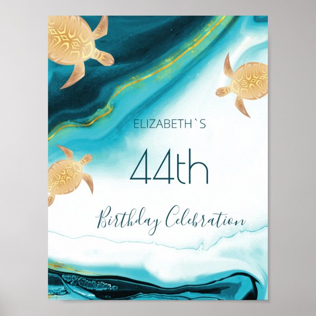 Poster Festa de aniversário Personalizada Tinta Dourada d (Frente)