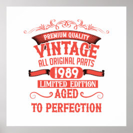 Poster Festa de aniversário personalizada vintage de 35 a
