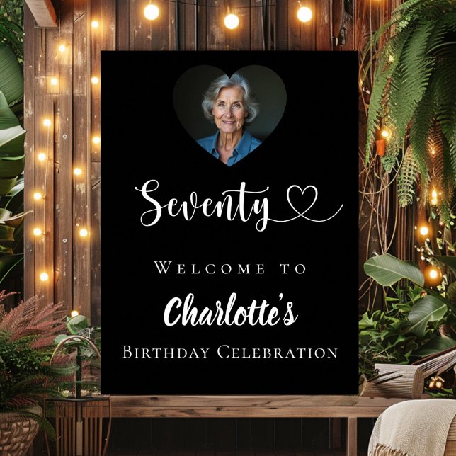 Poster Festa de aniversário preta de boas-vindas (Criador carregado)