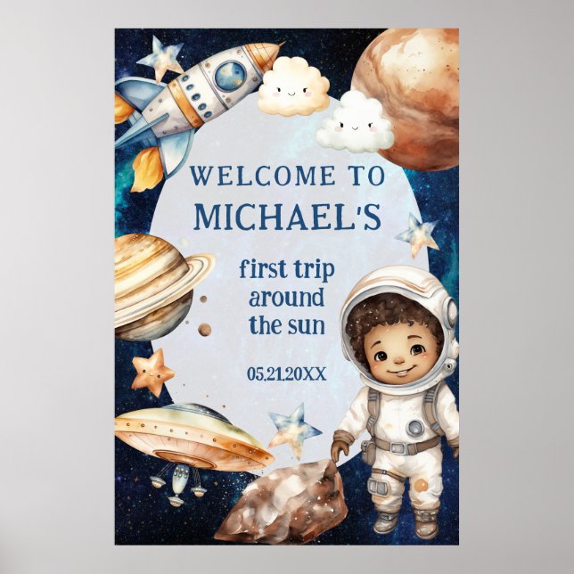 Poster Festa de aniversário Primeira Viagem Ao Redor Do S (Frente)