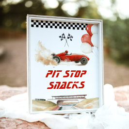 Poster Festa de aniversário Race Car RedPit Stop Snacks