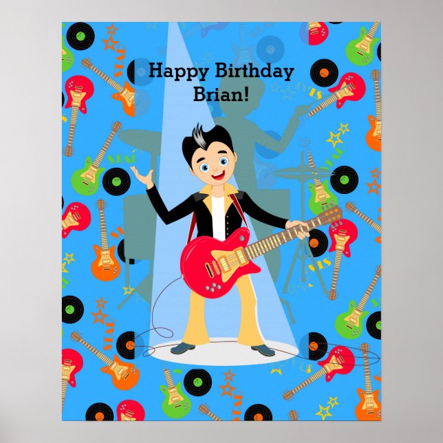Póster Festa de aniversário Rock Star Boy (Frente)