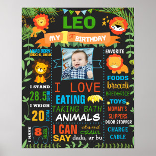 Poster Festa de aniversário selvagem dos animais da selv