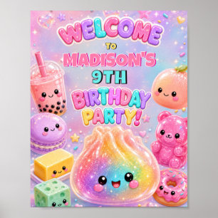 Poster Festa de Aniversário Squishies Dumpling Brilho Arc