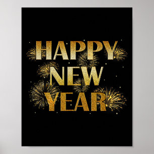 Poster Festa de Ano Novo Fogos de Artifício Confetes Cria