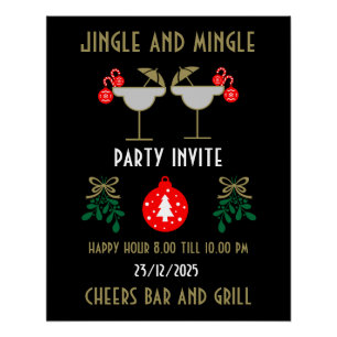 Póster Festa de Bebidas Cocktail de Natal Convite