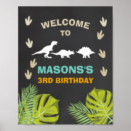 Poster Festa de Boas-vindas do Dinossaur Aniversário Sina