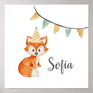 Poster Festa de Borracha de Fox Woodland Que Feliz Aniver