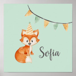 Poster Festa de Borracha de Fox Woodland Que Feliz Aniver