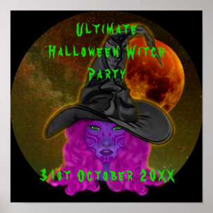 Poster Festa de Bruxa do Halloween 31 de outubro