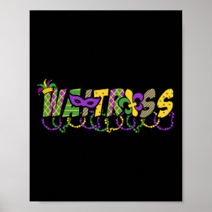 Poster Festa de Camisas Mardi Gras, Garçonete Engraçado M