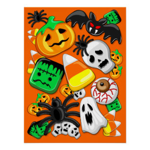 Póster Festa de Candies do Halloween Spooky