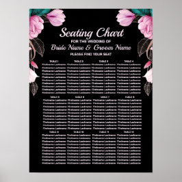 Poster Festa de Casamento Floral Geométrico Rosa Preto Mo