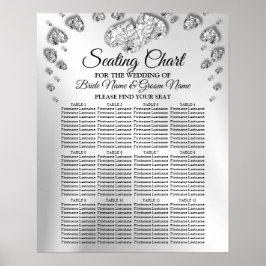 Poster Festa de casamento Silver Hearts Cinza Black Elega