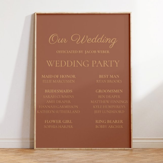 Poster Festa de Casamento Terracota Rust Noiva (Terracotta/burnt orange wedding party sign )