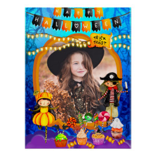 Póster Festa de celebração de Halloween feliz para crianç