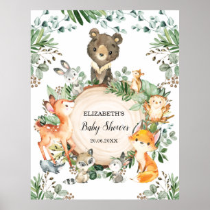 Poster Festa de Chá de Animais de Bebê Cachorro Verde