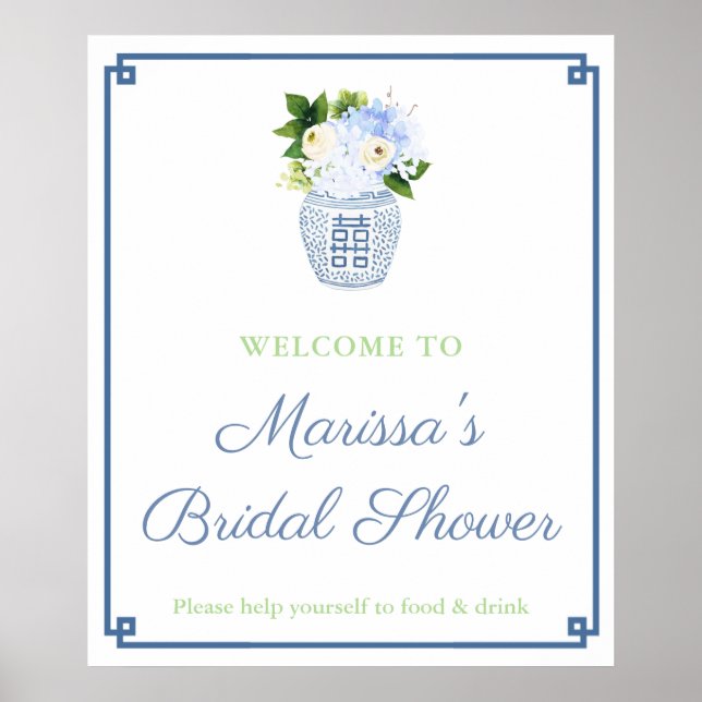 Poster Festa de Chá de Ginger Ginger Verde Elegante (Frente)