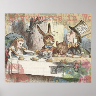 Póster Festa de Chá Maluca da Alice no País das Maravilha