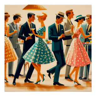 Póster Festa de Cocktail Dançante de Martinis Modernos de