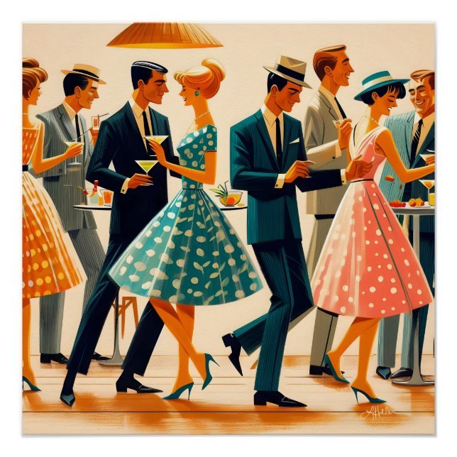 Póster Festa de Cocktail Dançante de Martinis Modernos de (Frente)