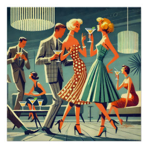 Póster Festa de Cocktail de Dança Martini Moderno de Mead