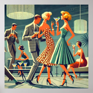 Poster Festa de Cocktail de Dança Martini Moderno de Mead
