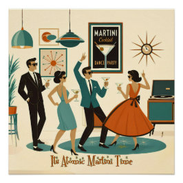 Póster Festa de Cocktail É Hora do Martini Atômico de Mea