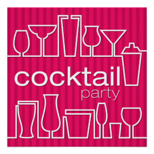 Póster Festa de cocktail rosa