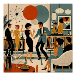 Póster Festa de Dança do Martini Hípico Moderno de Meados