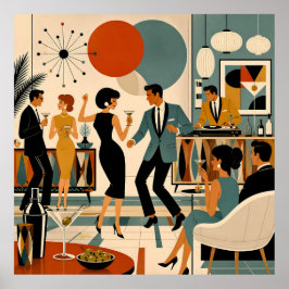 Poster Festa de Dança do Martini Hípico Moderno de Meados