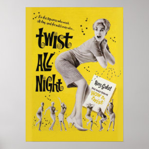 Poster Festa de dança do Twist All Night 1960