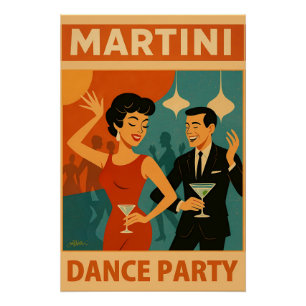 Póster Festa de Dança Martini de Meados do Século