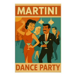 Póster Festa de Dança Martini de Meados do Século